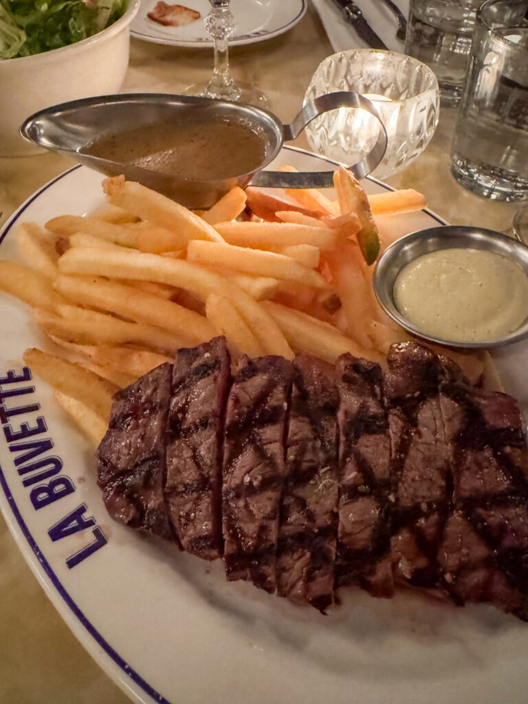 steak, chips and gravy at la buvette
