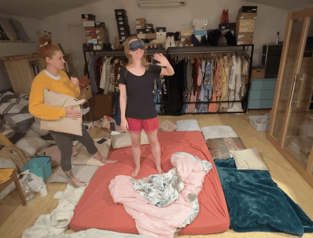 photo of me and the breathwork practitioner during the holotropic breathwork session.