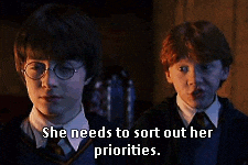 She needs to sort out her prioritise gif from Harry Potter